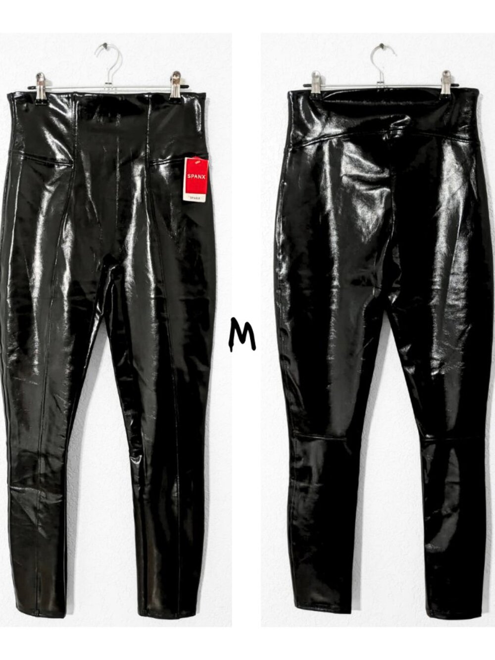 Spanx Patent Leather Leggings Sculpt High Rise Black M NWT Luxe